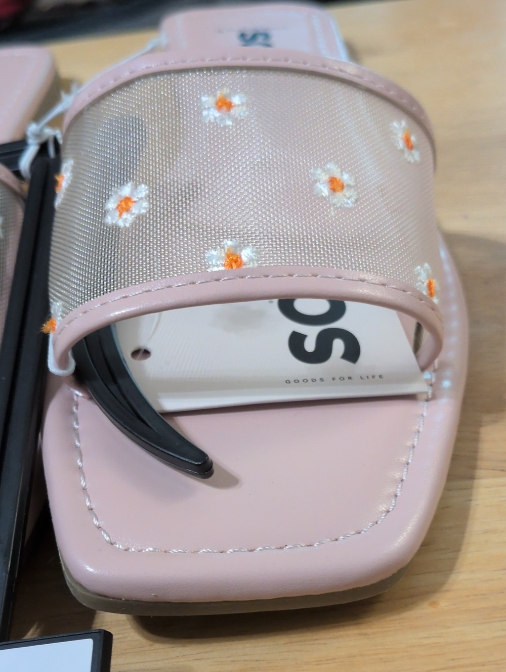 Pink Daisy Mesh Flat Sandals - Picture 2 of 6